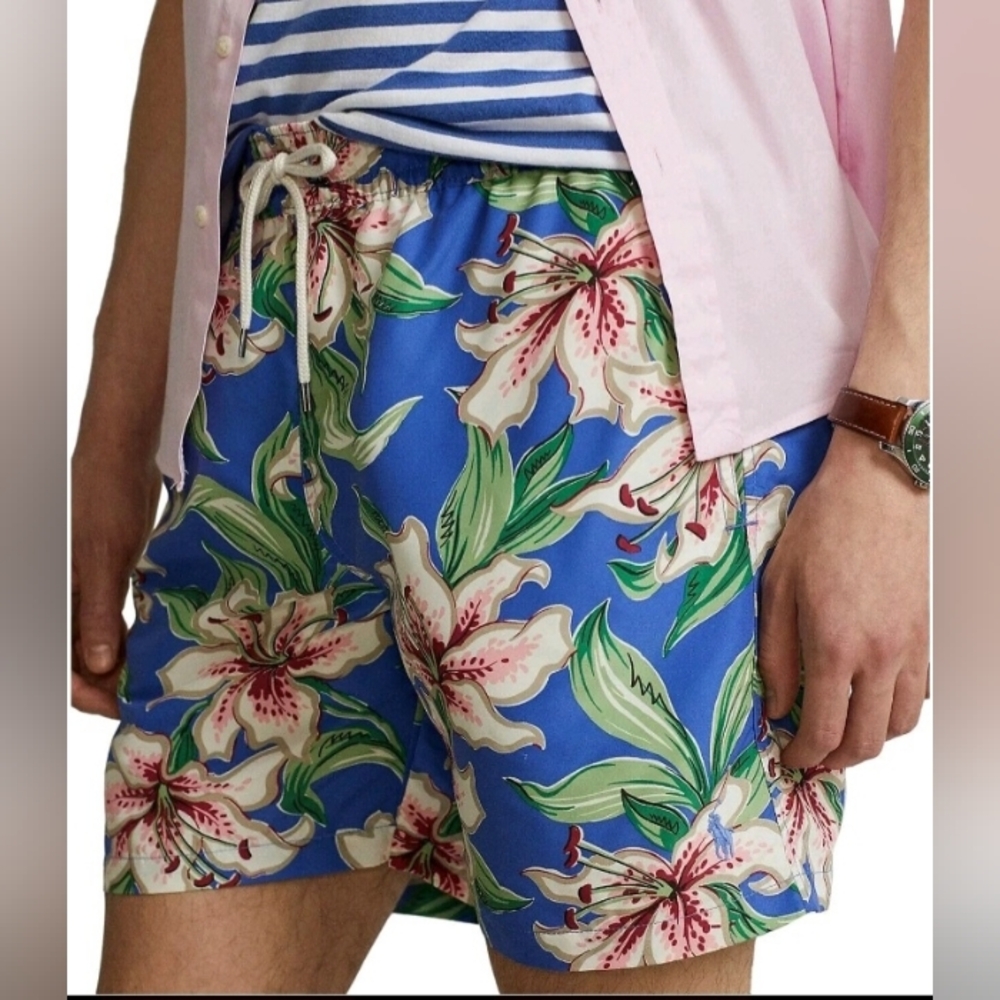Polo Ralph Lauren Pony Hawaiian Hibiscus Surf Board Swim Trunks Beach Vacation